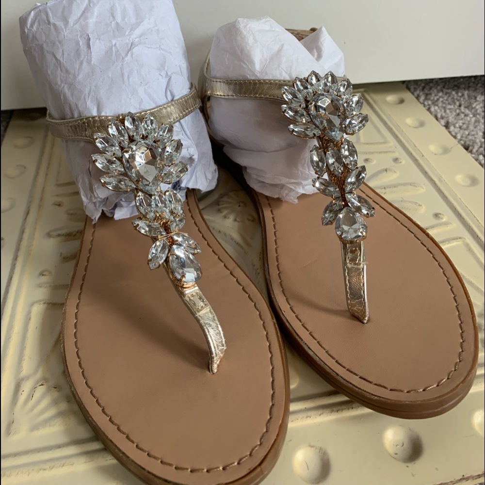 Steve Madden jeweled thong sandal.